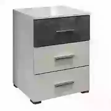 White & Grey 3 Drawer Bedside Chest 
